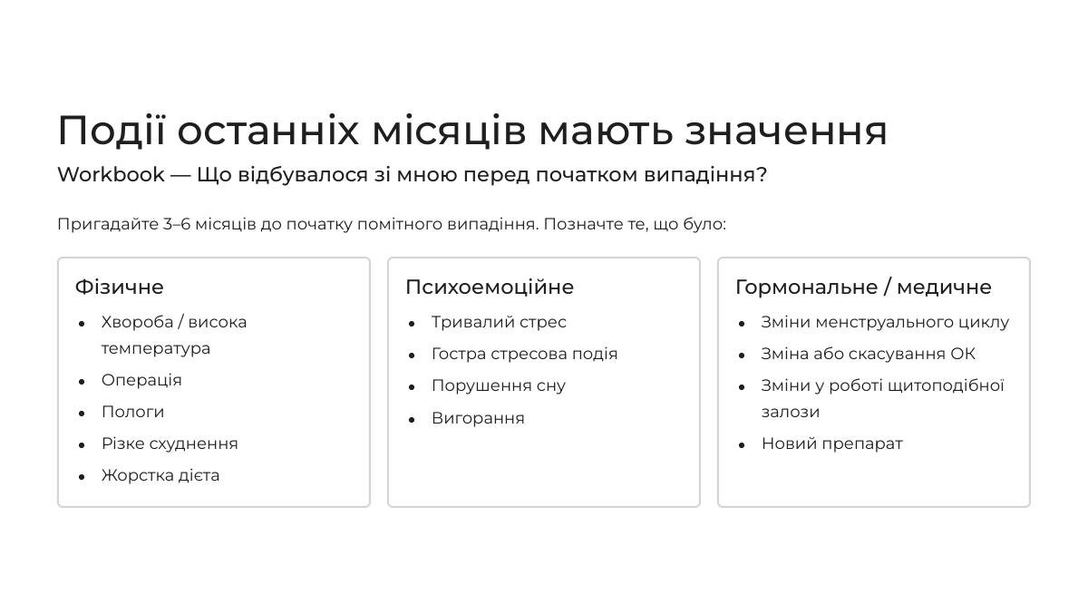 Матеріал про можливі тригери випадіння